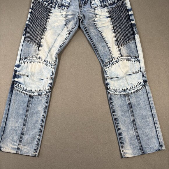 Ragstar Jeans Men’s 32 Moto Biker Ribbed Panels Acid Wash Y2K Streetwear Stacked - Picture 3 of 16